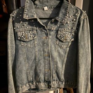 Xl denim jacket, lightweight, hand crafted , up cycled, made by me